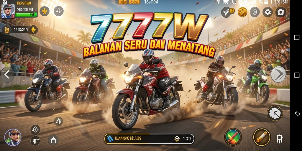 Tampilan gameplay seru dalam 7777W dengan balapan mendebarkan.