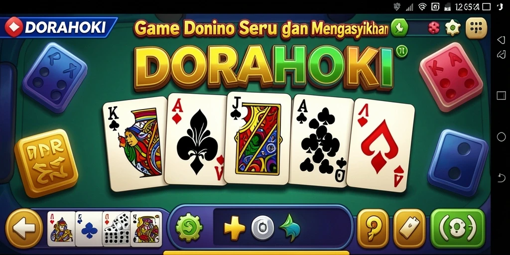 Tampilan gameplay seru DORAHOKI menampilkan aksi domino yang mendebarkan.